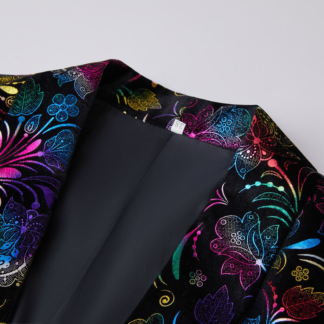 Multicolor Floral Pattern Velvet Casual Blazer