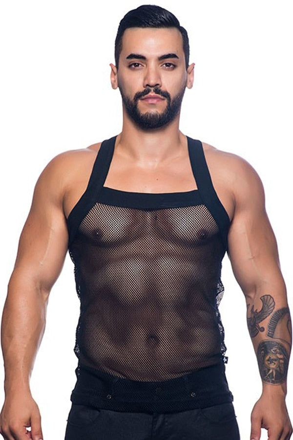 Camiseta sin mangas de poliéster estilo gótico transparente
