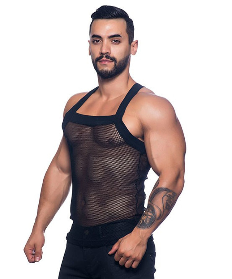 Camiseta sin mangas de poliéster estilo gótico transparente
