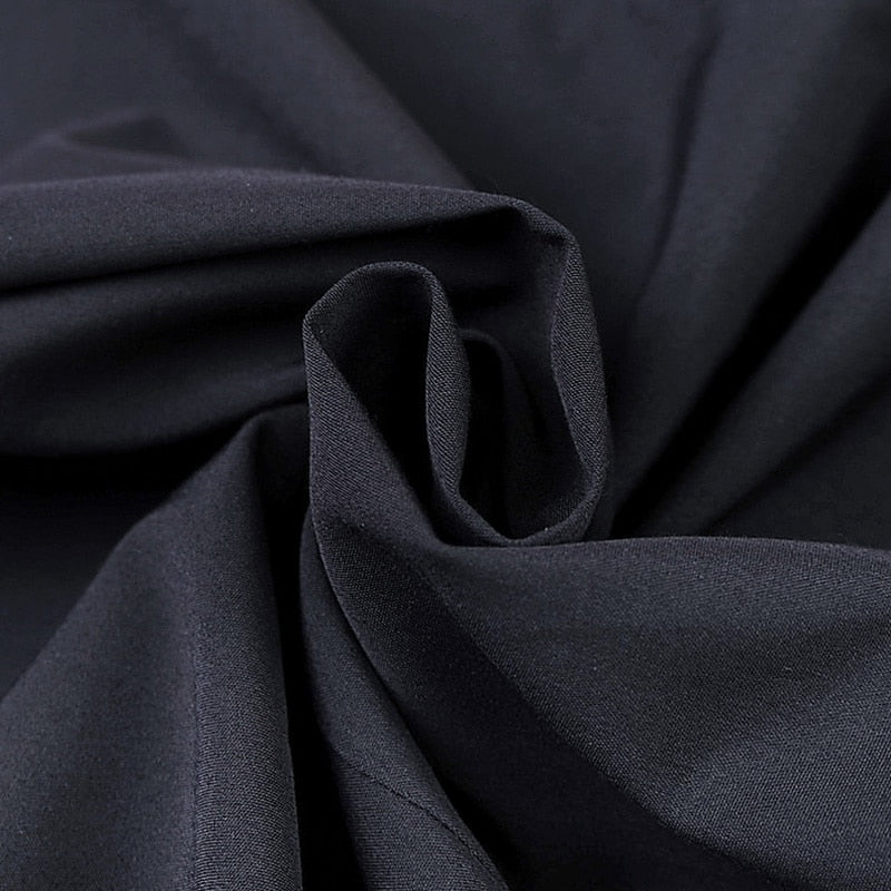 Casual Black with Thorn Embroidered Asymmetry Button Men Shirt