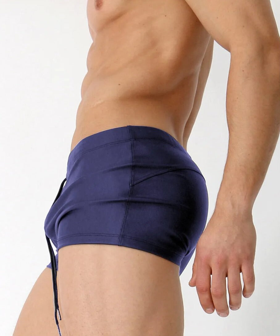 Black Navy Printed Logo Lace Up Boxer