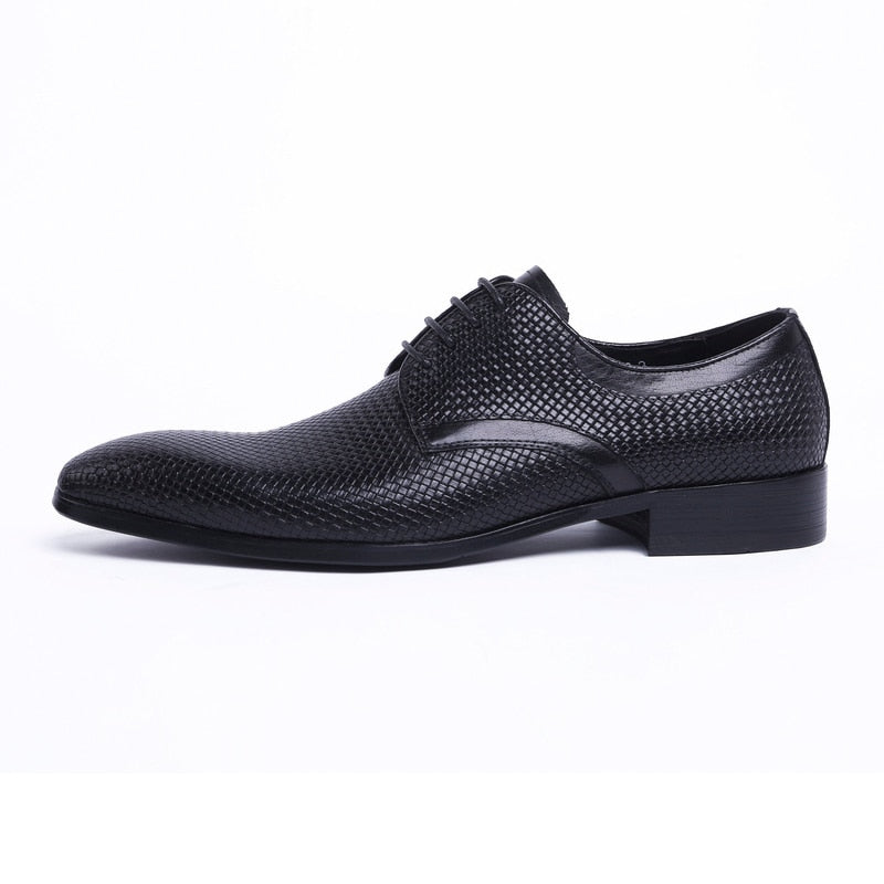 Glazed Black Wave Texture Men Business Shoes