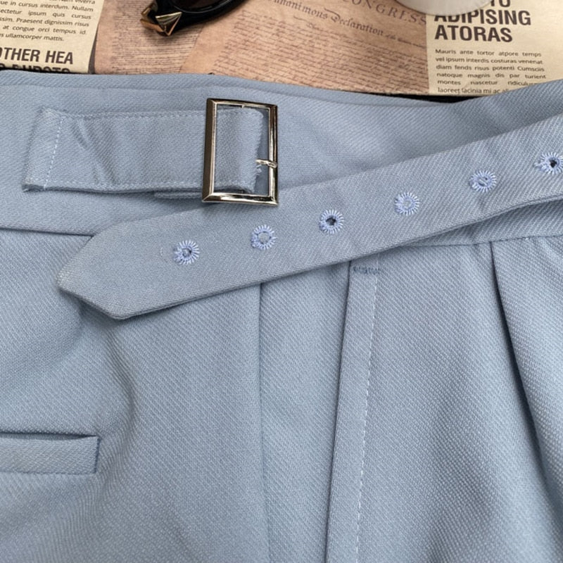 Buckle Belt Decorated Monocolor Trouser