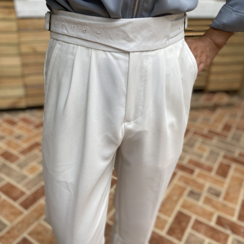 Buckle Belt Decorated Monocolor Trouser