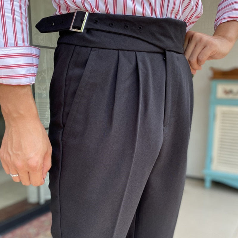 Buckle Belt Decorated Monocolor Trouser