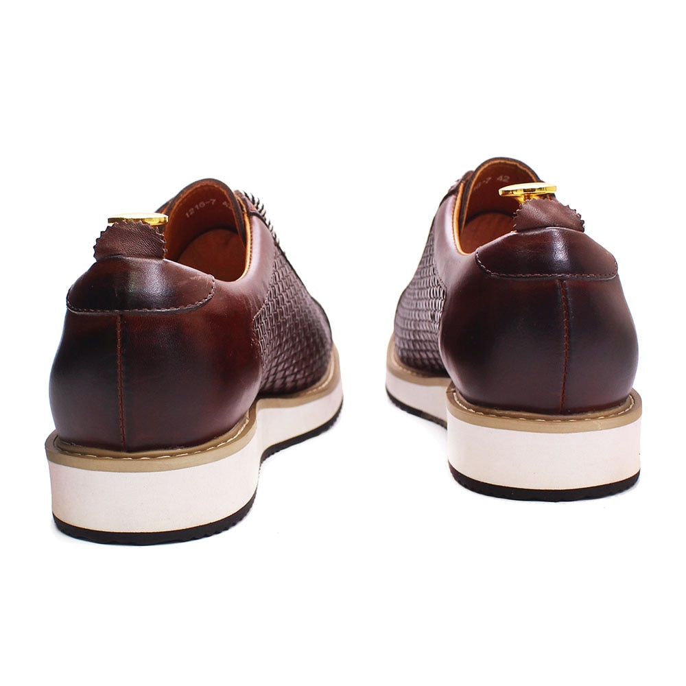 Baskets à lacets en cuir de veau vichy gaufré