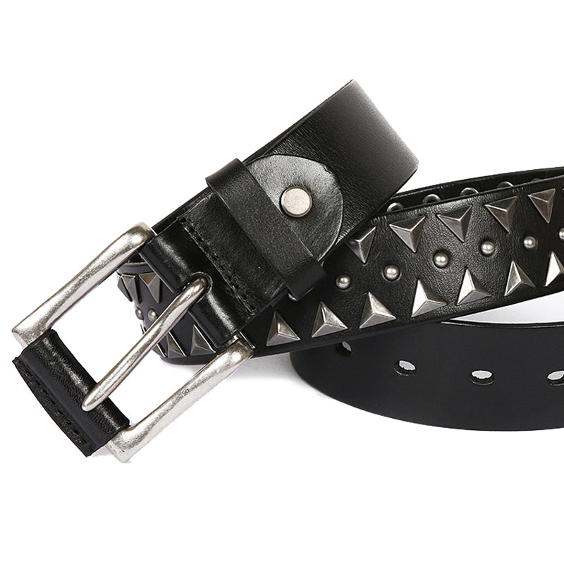 Cowboy Style Pyramid Shape Metal Rivet Men Belt - FanFreakz