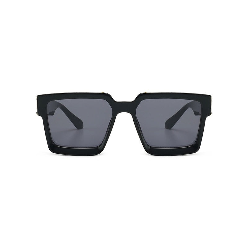 Lunettes pour hommes à monture carrée en polycarbonate avec accents dorés