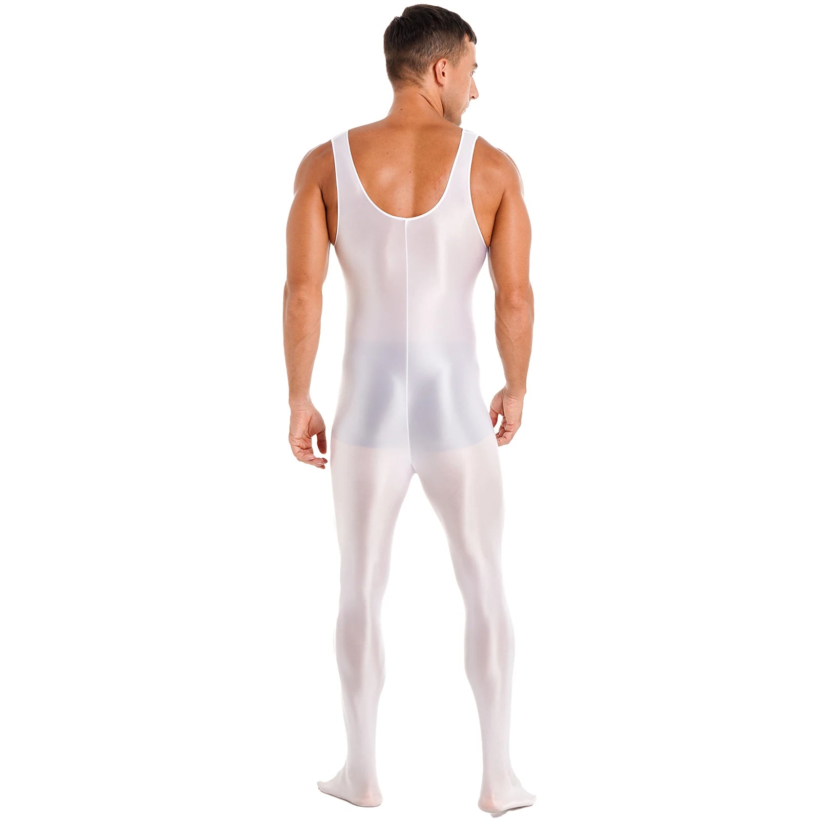 Sleeveless Solid Shiny Tights Jumpsuit