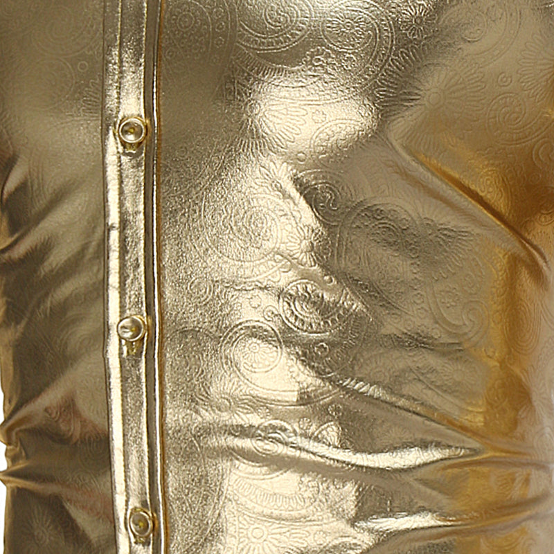 Chemises Homme Slim Fit Style Paisley Métallisé Enduit