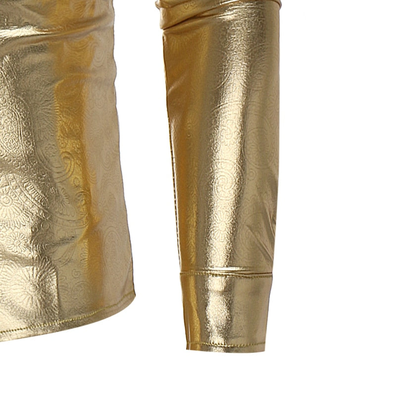 Chemises Homme Slim Fit Style Paisley Métallisé Enduit