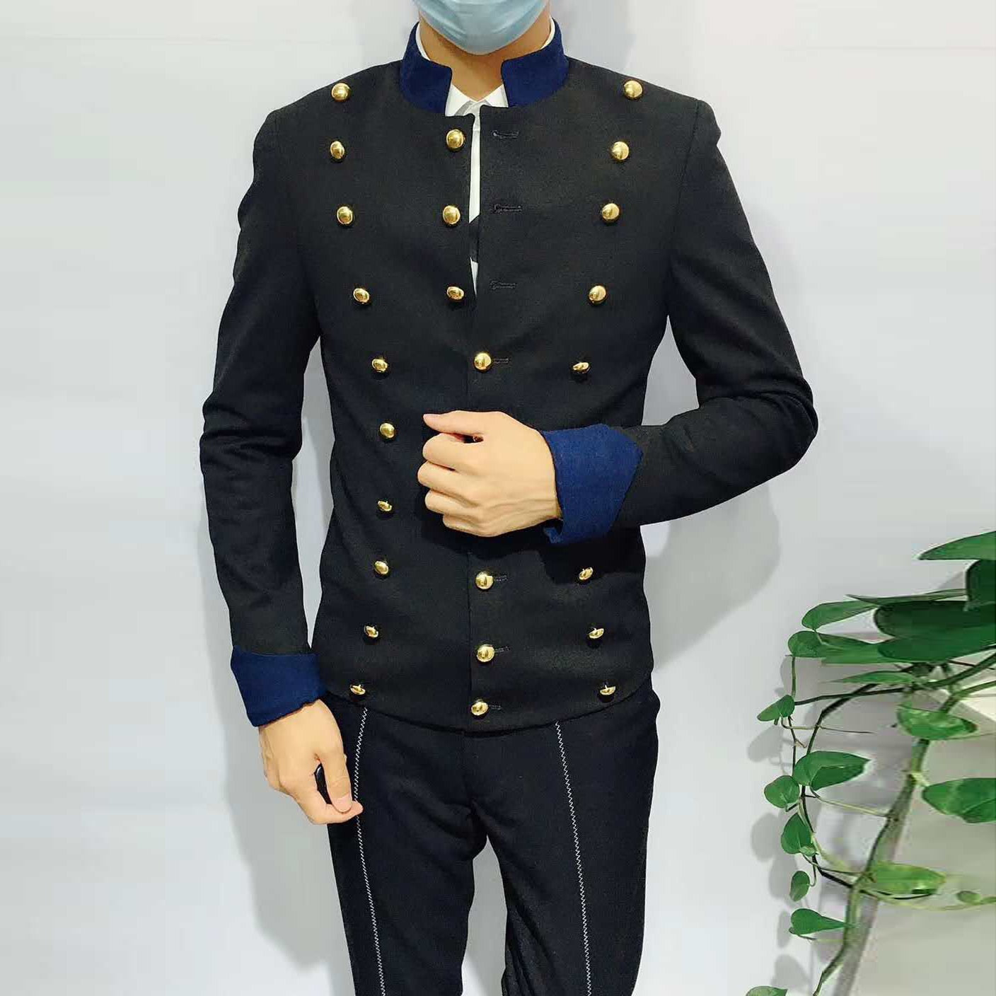 Golden Button Decoration Formal Blazer
