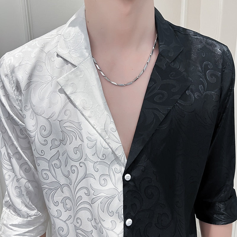 Two Contrast Colored Half-Sleeved Shirt