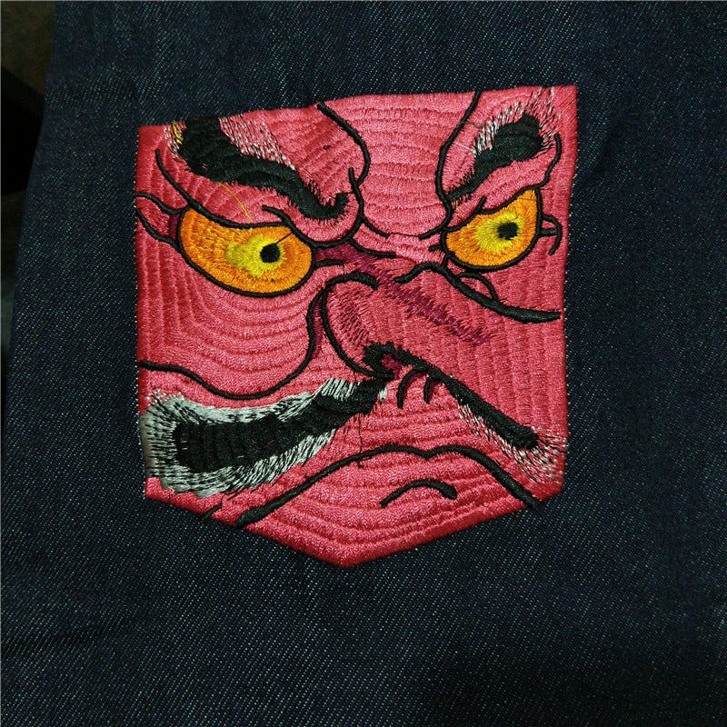 Oriental Embroidery Style Straight Jeans