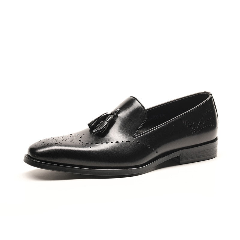 Elegant Formal Style Loafers with Tassel Men Leather Shoes