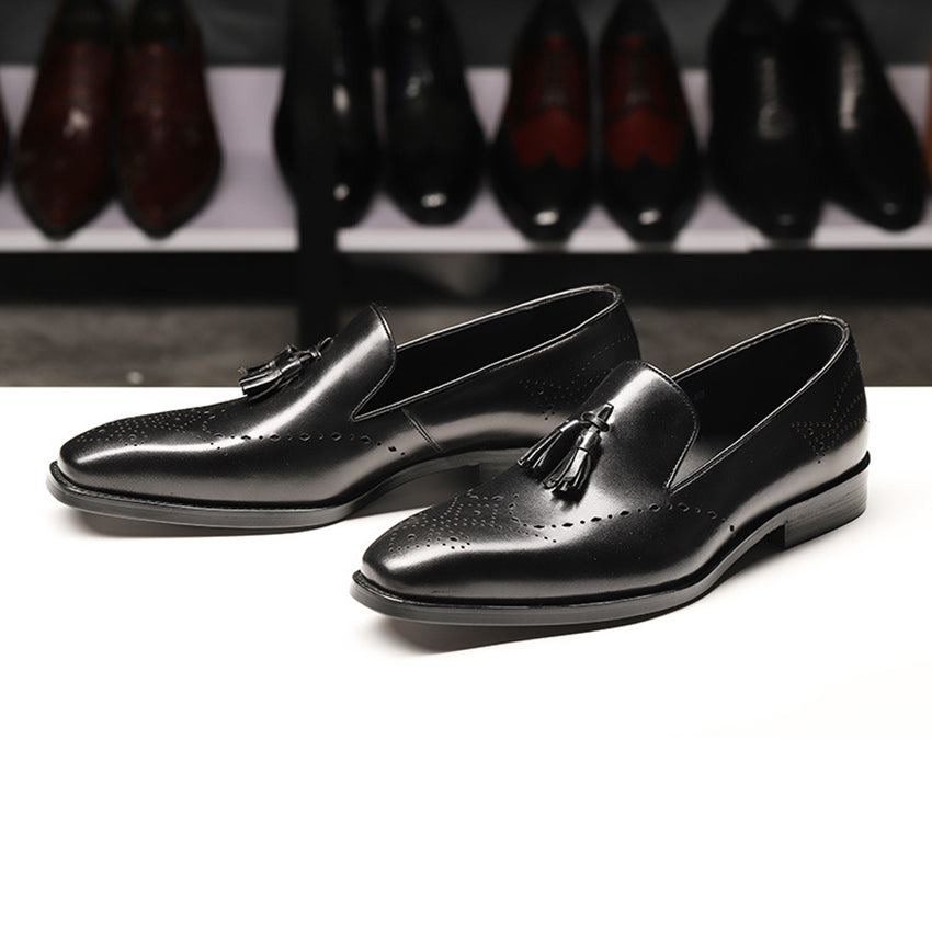 Elegant Formal Style Loafers with Tassel Men Leather Shoes