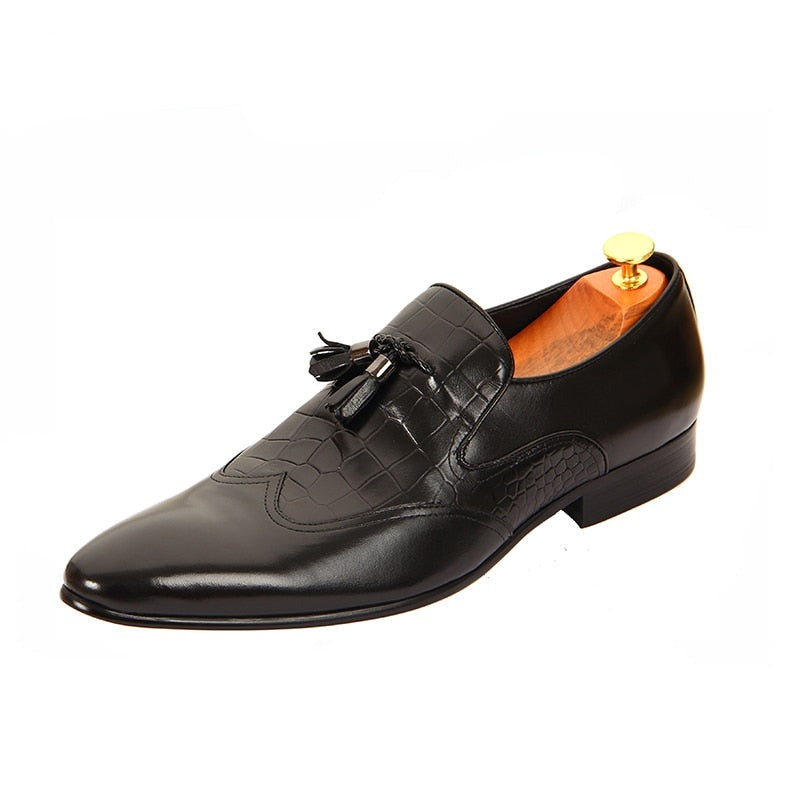 Tassels Black Leather Dress Shoes