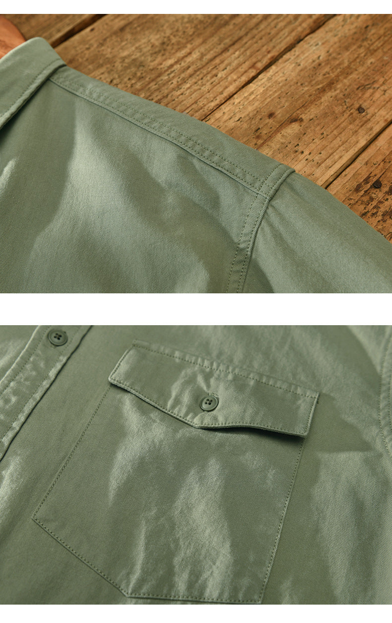 Double Pockets and Patchwork Decorated Shirt