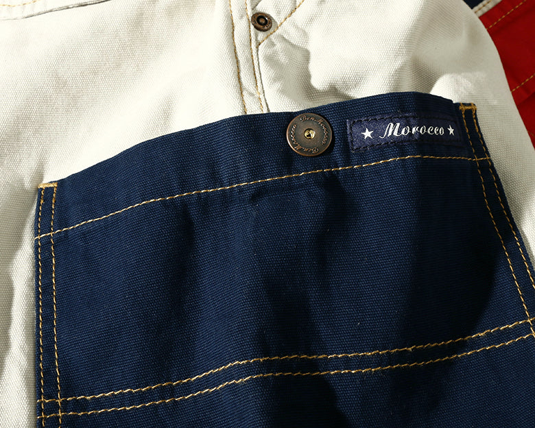 Short taille mi-haute en coton uni multi-poches