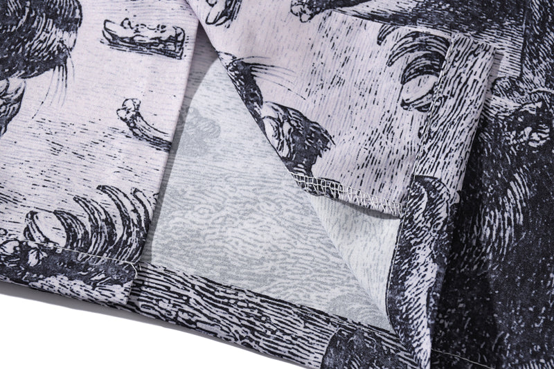 Grey Angelic And Lions Printed Polyester Shirt