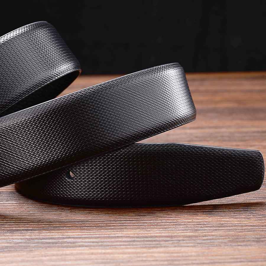 Semi-Rimless Dragon Metal Buckle Leather Belt