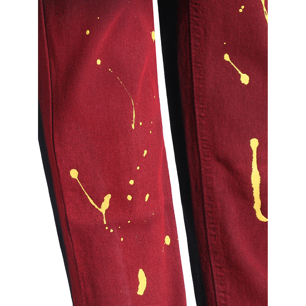 Black Red Gradient Paint Jeans