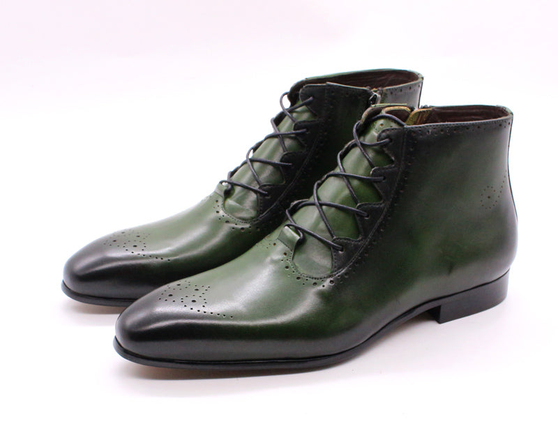 Bottines zippées en cuir au look classique pour hommes