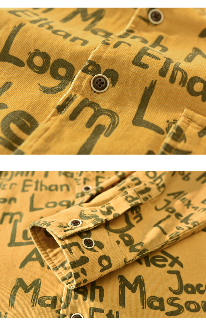 Loose Cotton Letter Printed Shirt