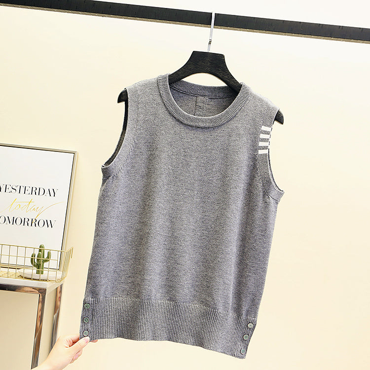 Harajuku Lil Button Stripe Pull Gilet