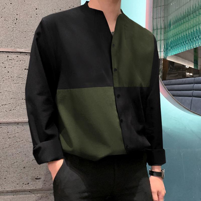 Two-Toned Big Checkered Patchwork Shirt