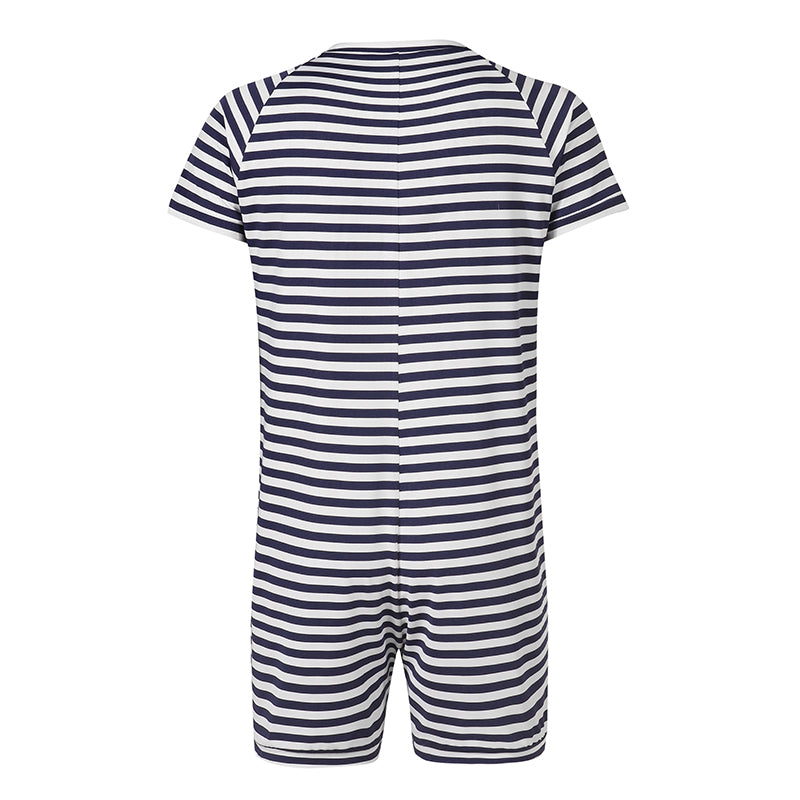 Striped and Button Style Short-Sleeved Rompers