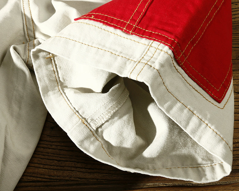 Short taille mi-haute en coton uni multi-poches