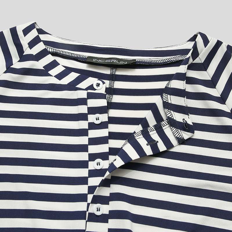 Striped and Button Style Short-Sleeved Rompers