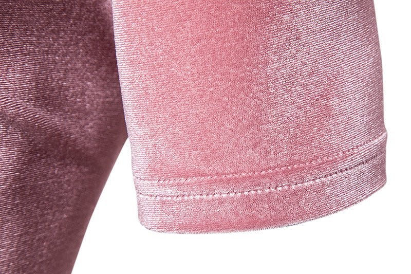 Solid Velvet Round Neck T-Shirt