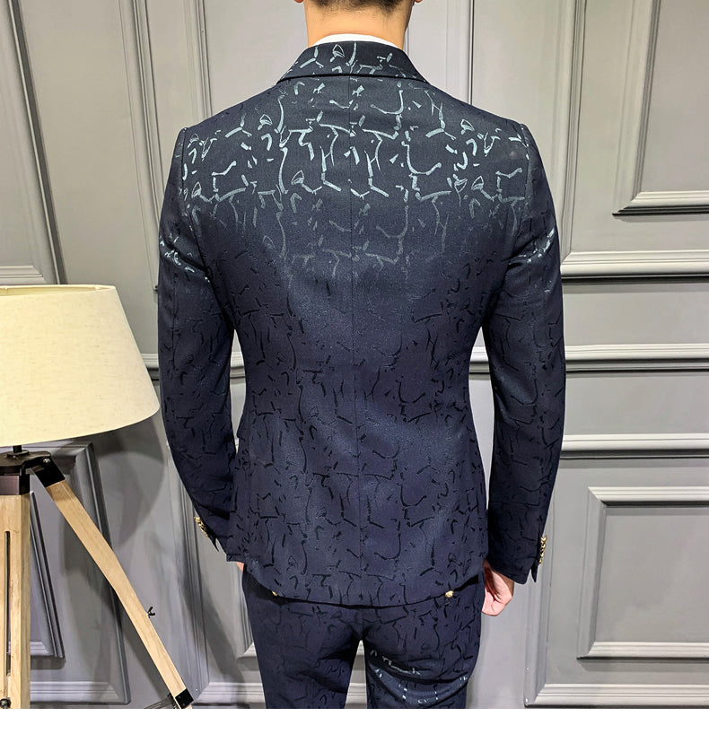 Highlight Abstract Slim Fit Tuxedo Style Hommes Costume