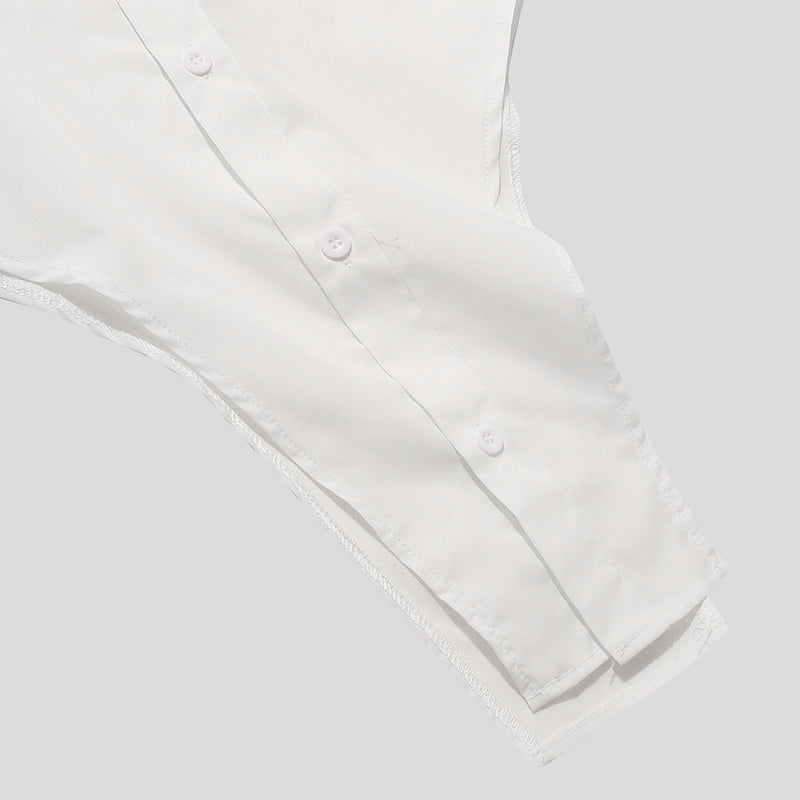 Solid White Shirt Bodysuit and Shorts Set