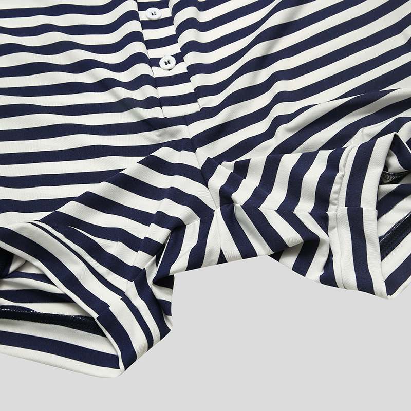 Striped and Button Style Short-Sleeved Rompers