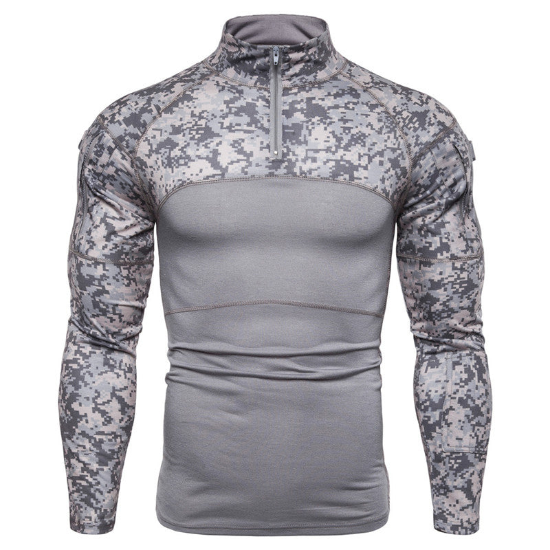 Military Turtleneck Printed Zipper T-Shirt