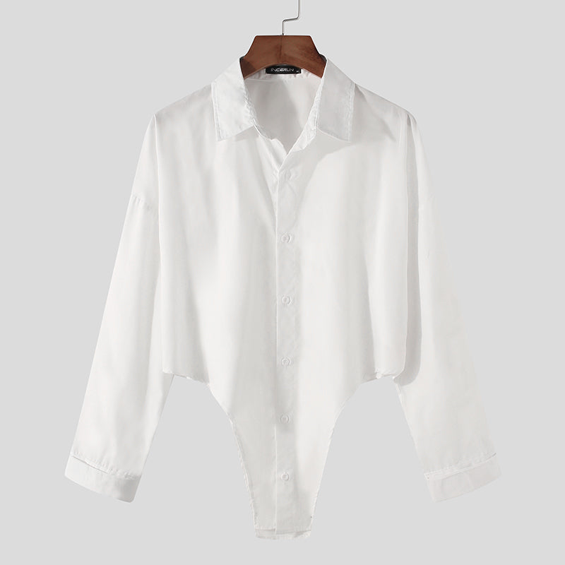 Solid White Shirt Bodysuit and Shorts Set