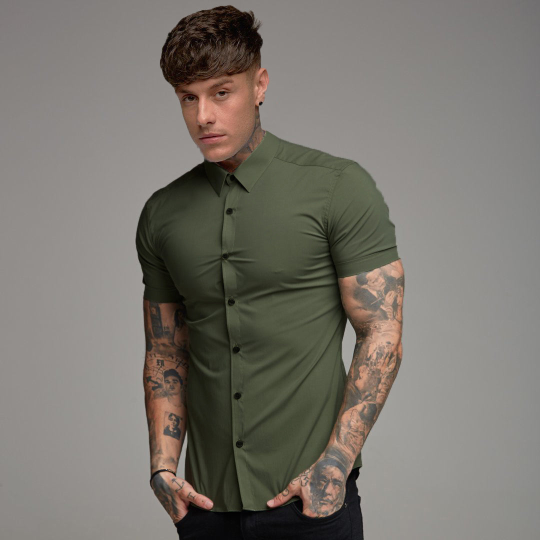 Slim Fit Button Solid Shirt