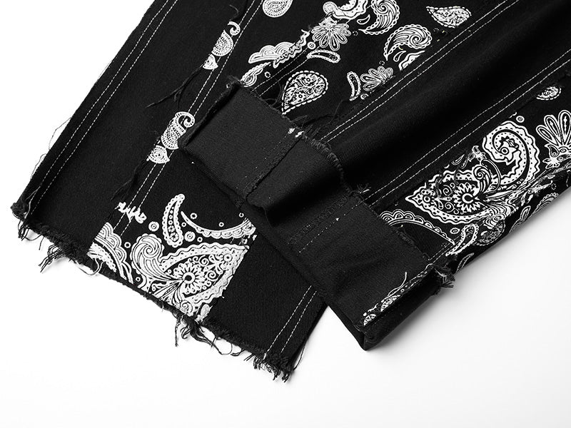 Vaqueros rectos sueltos con estampado floral