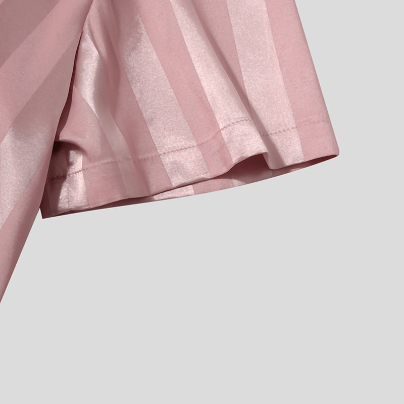 Subtle Mono Stripe Patterned Shorts Set