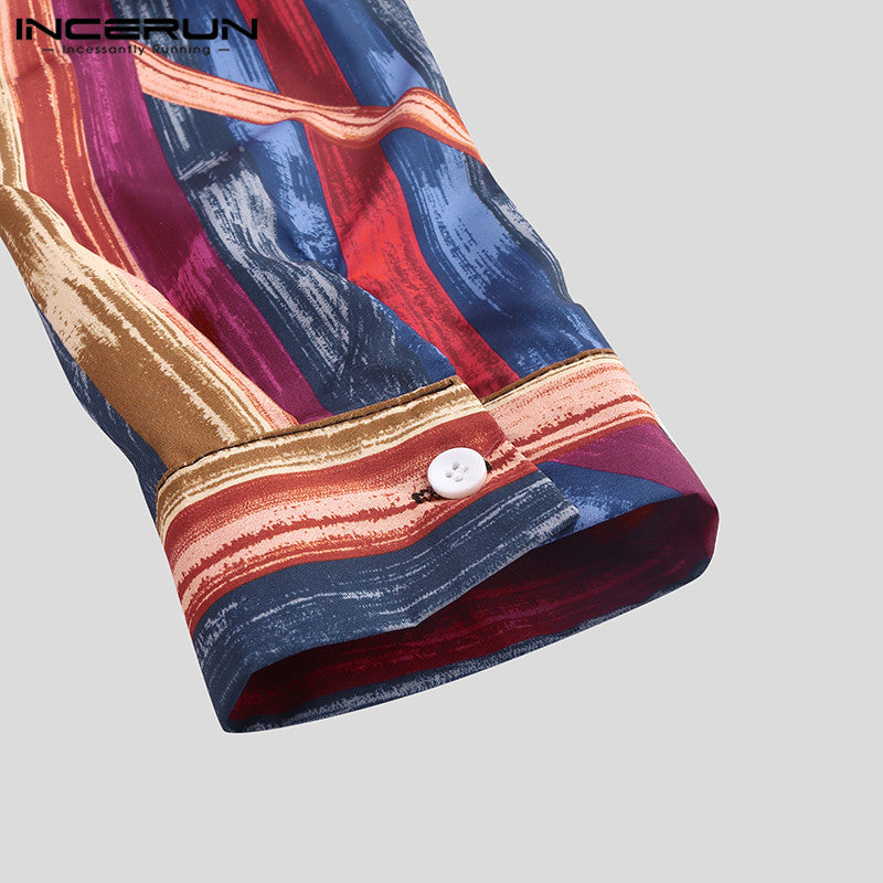 Vintage Look Colorful Stripes Men Slim Fit Shirt