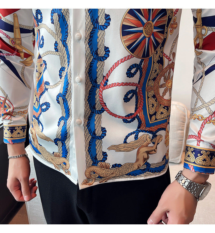 European Style Printed White Shirt