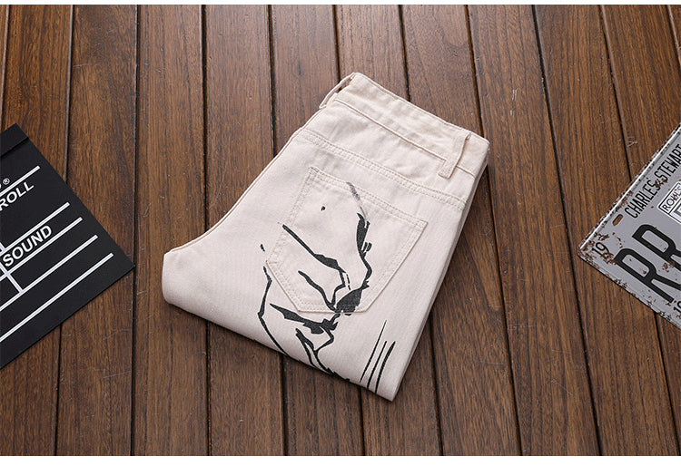 Tiger and Great Wall Printed Men Jeans