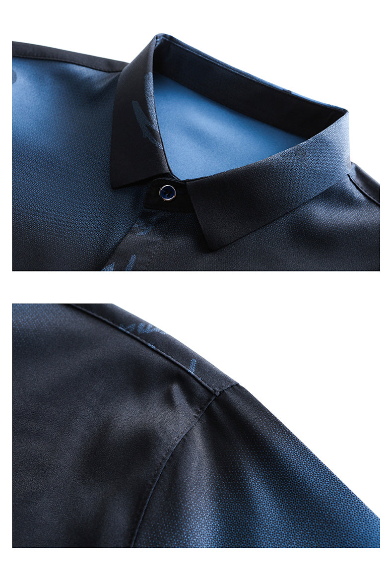 Gradient Print Long Sleeve Cotton Shirt