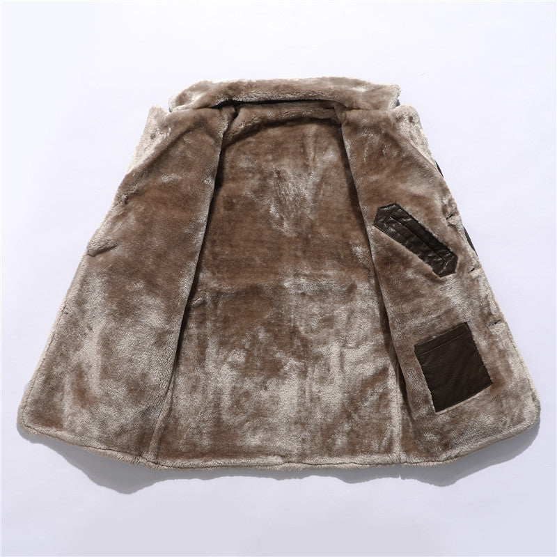 Fleece Casual Fur Leather Coat