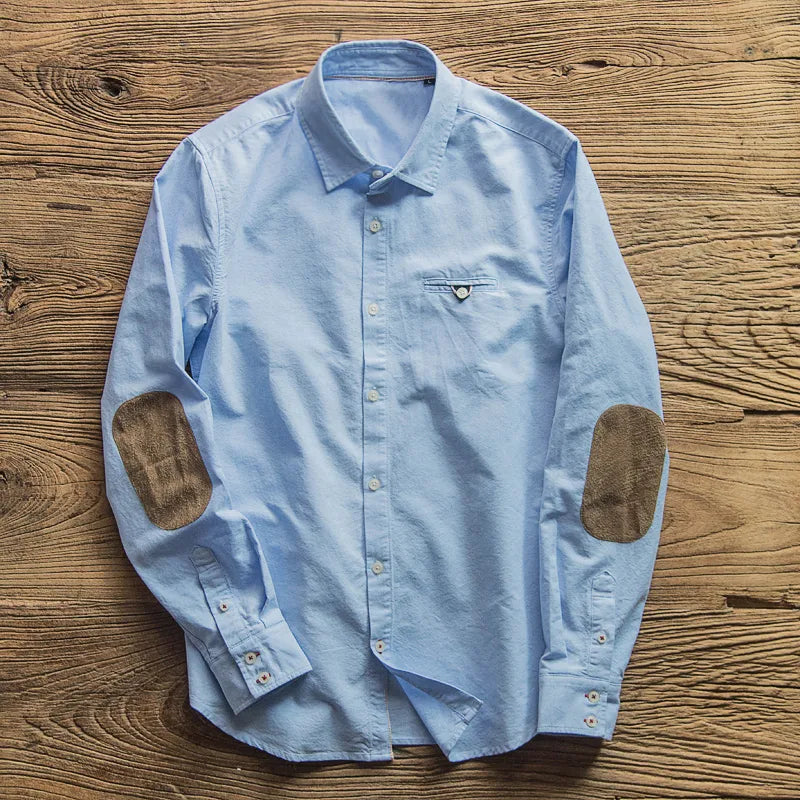 Solid Patchwork Suede Elbow Shirt