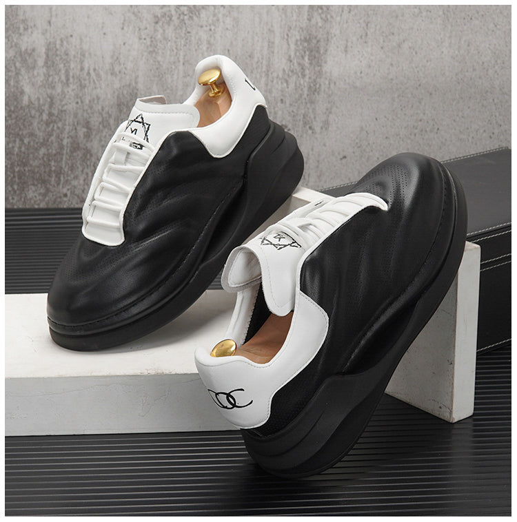 Baskets en cuir fendu solide pour hommes