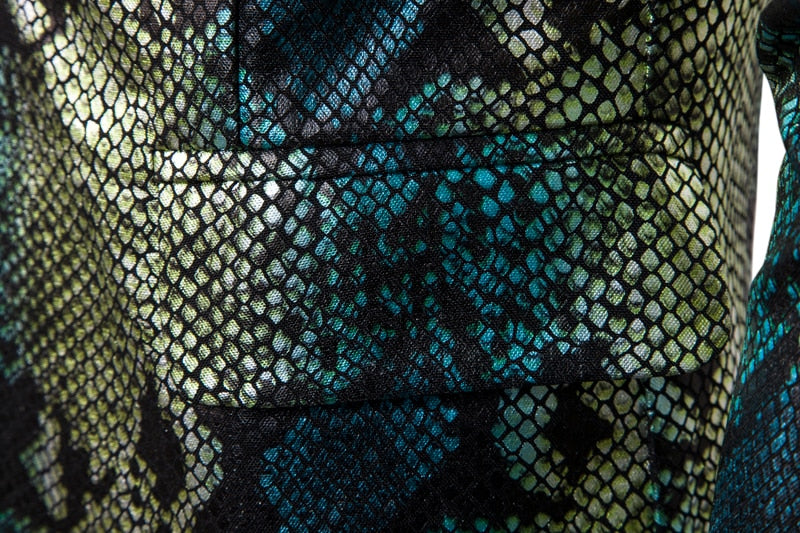 Silver Shiny Fish Scale Pattern Stage Costume Men Blazer